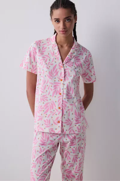 Rhea Cotton Shirt and Pants Pajama Set