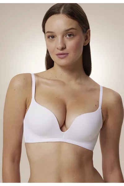 #Hiççamaşırı Бял Сутиен Push Up без банели с деколте
