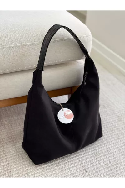 NOUVELLE SAISON GRAND SAC ÉPAULE NOIR EN SUÈDE LÂCHE