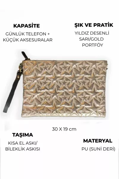 Жёлтый клатч с узором звезд