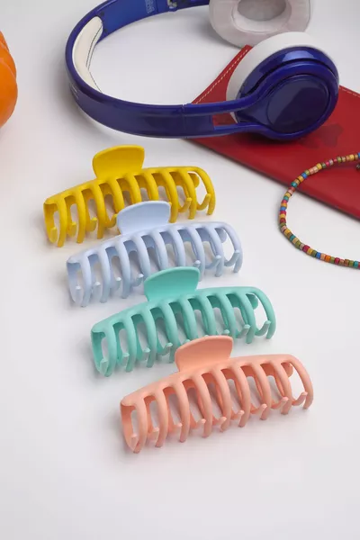 مجموعة مشابك شعر كبيرة غير قابلة للانزلاق للنساء - أزرق، 4 قطع