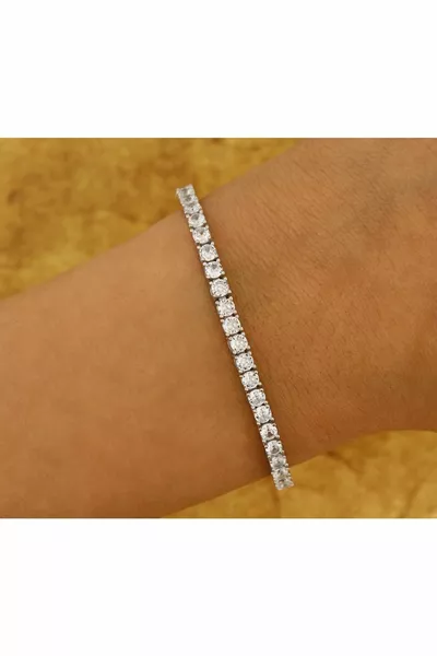  Sterling Silver Rhodium-Plated Tennis Bracelet