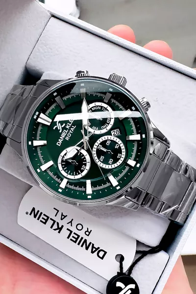 Premium Men's Wristwatch 3 ATM Water Resistant Silver Color Steel Strap Natural Stone Bracelet 