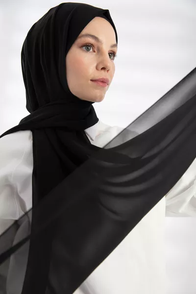 Écharpe en mousseline - Noir