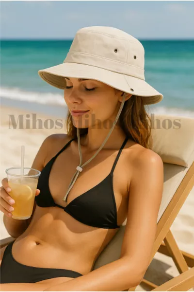 قبعة سفاري بيج – قابلة للتعديل، قماش قابل للتنفس، قبعة صيفية للجنسين