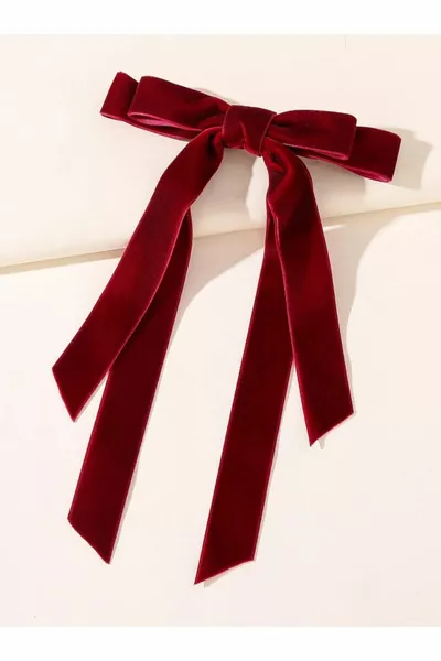 Doppelschleife aus Seidenvelours mit automatischem Clip