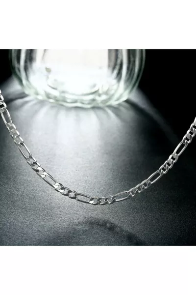 Figaro Model Yassı  Cm 4 Mm Çelik Erkek Zincir