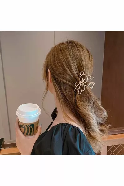 Haarklammer Cartoon Gold Metall Clip Große Größe Neu Schwarzäugig