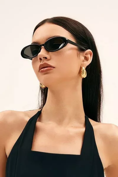 نظارات شمسية عيون القط السوداء طراز كلاسيكي بيضاوي