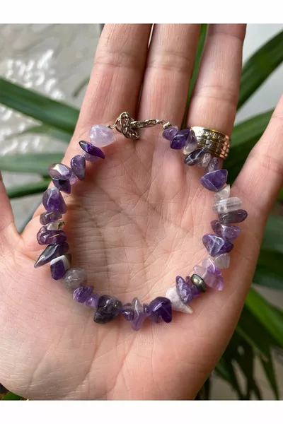 Amethyst handmade chip natural stone bracelet