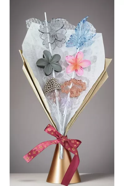 Bouquet de pinces à cheveux - 8 pièces taille moyenne et grande - Modèles et couleurs variés - Idée cadeau