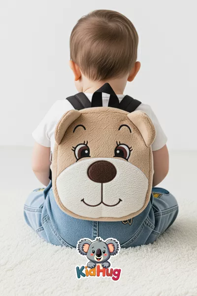 حقيبة أطفال بطبعة دب، حقيبة أطفال منقوشة، حقيبة أطفال من قماش ناعم للأطفال من عمر 0-8 سنوات