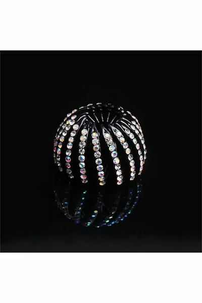 Weiße Kristall-Haarklammer mit Kamm und Öffnungsmechanismus