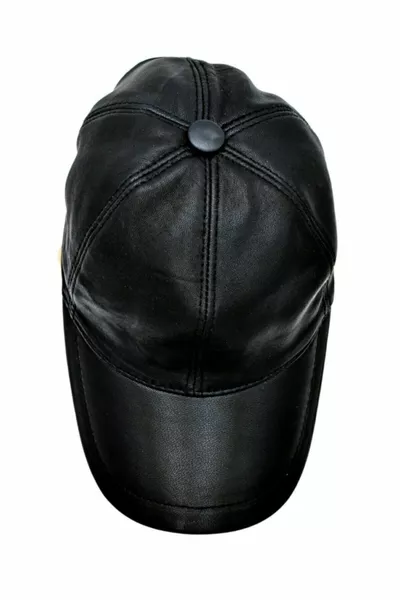 قبعة بيسبول سوداء من الجلد الطبيعي للجنسين