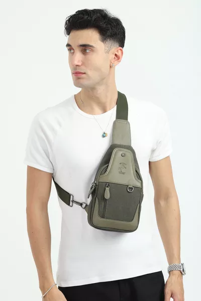 Khaki Canvas Bag Men’s Shoulder Bag Men’s Crossbody Bag