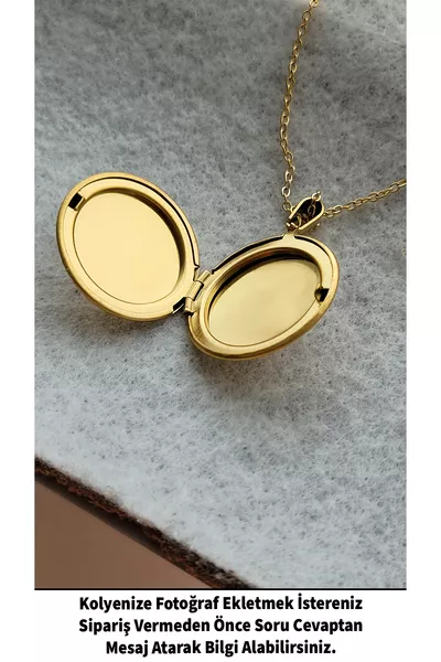 Collana con foto in acciaio con copertura apribile, si può incidere il nome, non si ossida