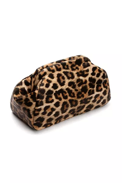 Dames Leopard Leren Clutch Handtas