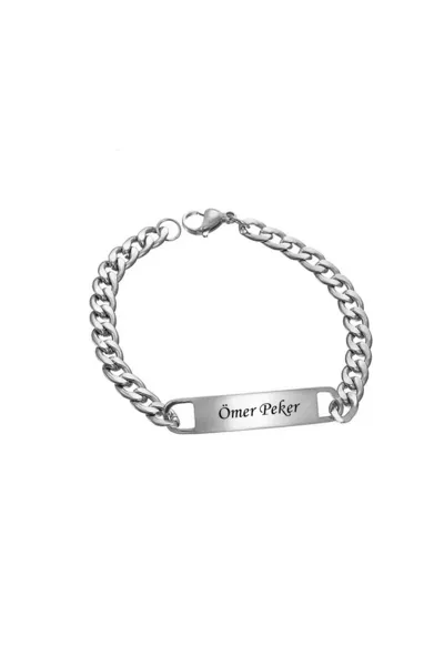 Именной браслет с цепочкой из нержавеющей стали