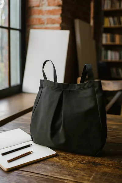 حقيبة نسائية سوداء متعددة الأغراض عالية الجودة كبيرة الحجم من القماش، بحجم متوسط، يمكن حملها باليد أو على الكتف