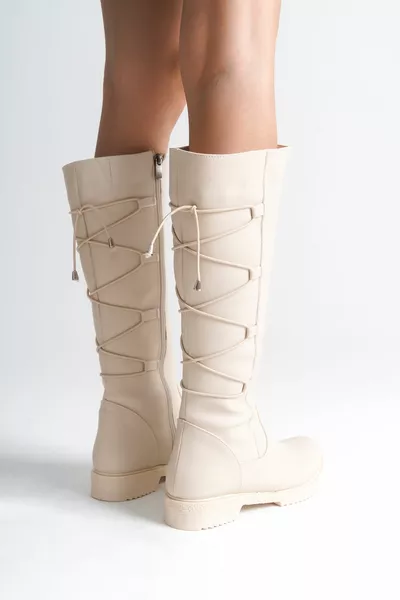 Knie onder de knie rug Volledige vetersluiting zijrits dameslaarzen