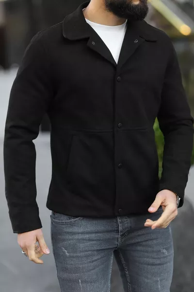 جاكيت من جلد الغزال الأسود للرجال