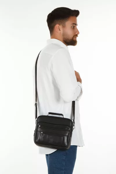 ألفا كلوب حقيبة جلدية رجالية (كبيرة)