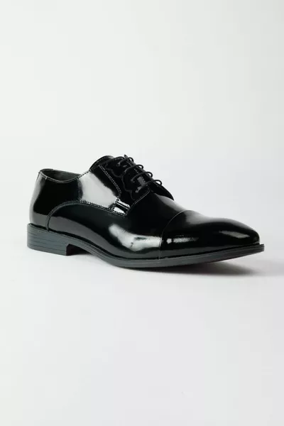 Herren Schwarze % Leder Classic Lackleder Schuhe