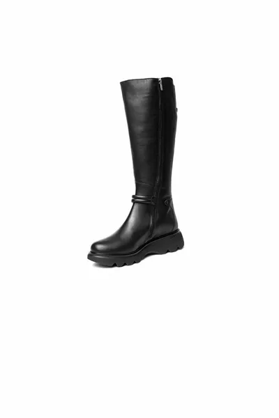 حذاء جلد طبيعي أسود نسائي 