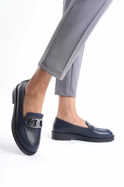 Fibbia Lofer in Vera Pelle Blu Navy