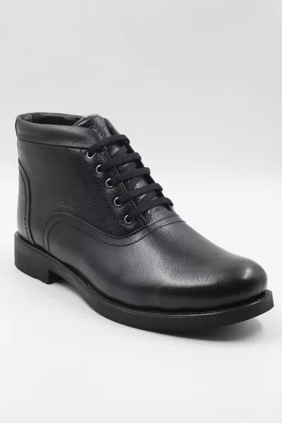 الرجال جلد طبيعي مقاومة للبرد الفراء عدم الانزلاق وحيد الرباط الأسود أحذية عارضة