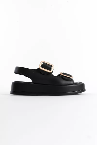 Women's Sandals with Padded Heels and Double Strap Buckles