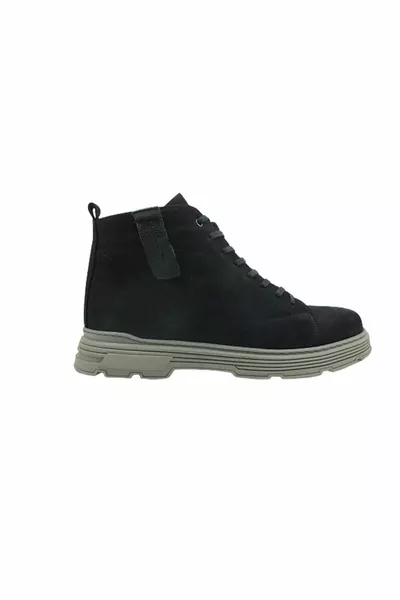 Lace-Up Men's Short Boots Black-Nubuck 