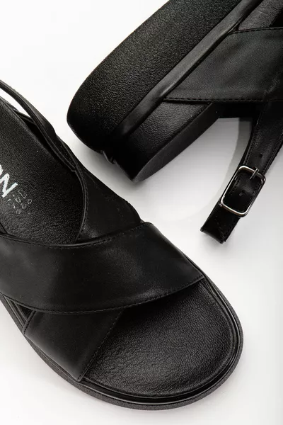  Черные Женские Босоножки на Каблуке