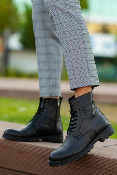 Zwarte herenlaarzen Militaire sergeant Winterlaarzen Postschoenen Vetersluiting Kunstleer met ritssluiting