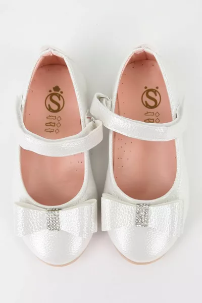 Балетки за момичета с елегантна катарама и панделка, размер 