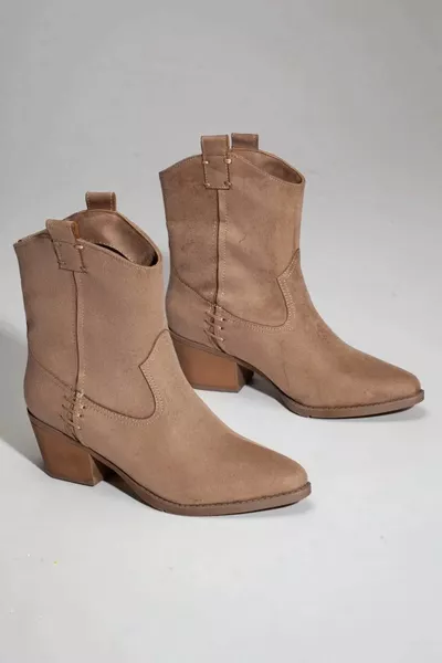 Women's Mink Suede Western Cowboy Boots