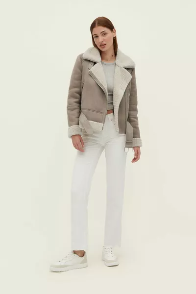 Байкерская куртка с искусственным мехом внутри