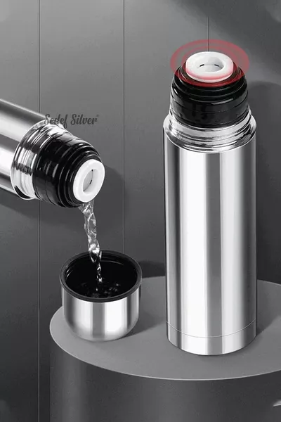 Open Sluiten Knop Deksel RVS  ml Thee Koffie Thermoskan Beker  met Bekerzakje