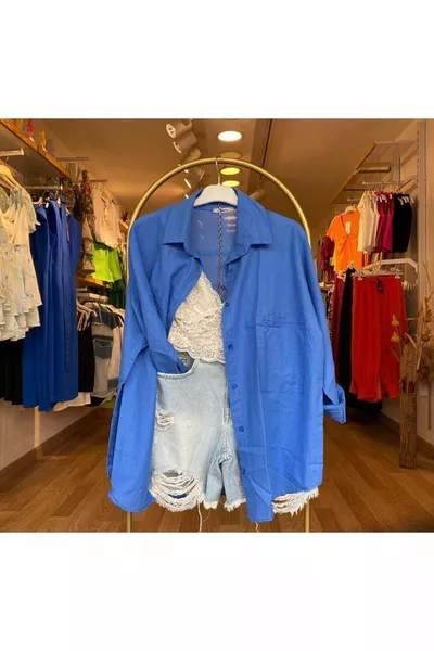 Дамска оверсайз ленена риза Нов сезон лятна риза