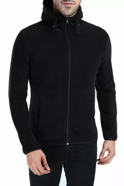 Men's Black Hooded Fleece Jacket