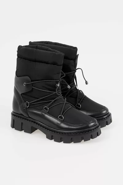 Women's Snow Boots Lace-Up Thick Sole Parachute Fabric