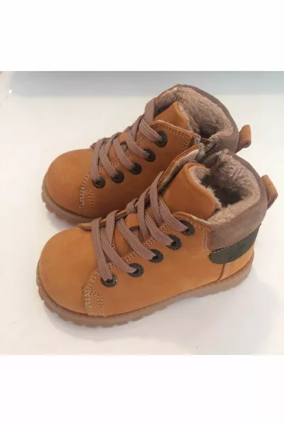 Bottes en nubuck véritable pour garçon, semelle orthopédique intérieure à plumes