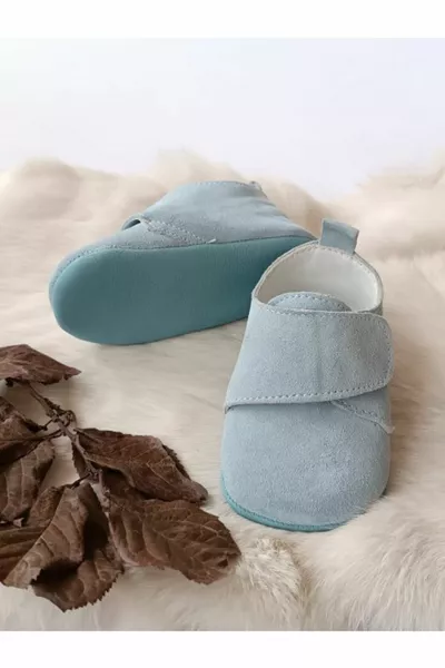 الطفل الأزرق جلد طبيعي الفيلكرو أحذية الطفل