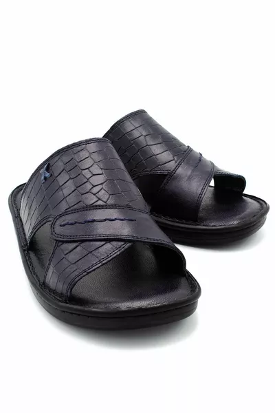 Pantofole da uomo in vera pelle Pantofole leggere in pelle 3d blu navy