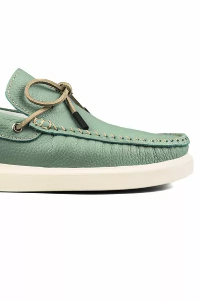 Miletos من الداخل إلى الخارج جلد طبيعي أحذية رجالية خضراء بدون أربطة