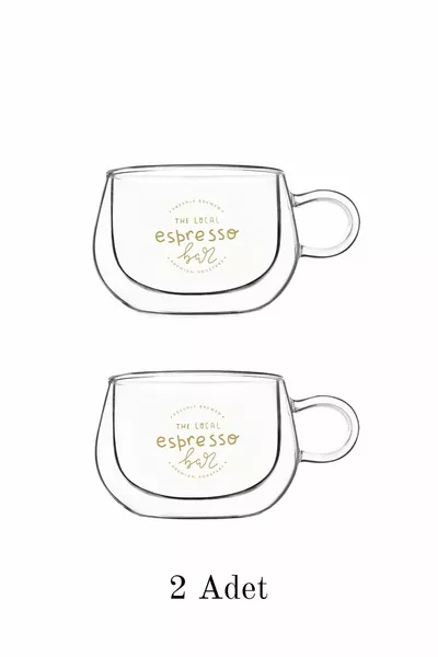 2 قطعة فنجان قهوة اسبريسو وقهوة تركي مزدوج الجدران  مل