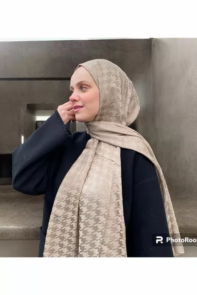 Kazayağı Desen Açıkvizon Pamuk Jakar Şal