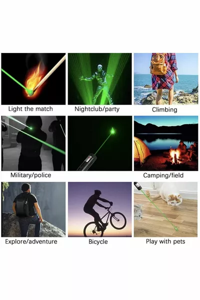 Нов модел Ултра мощен зелен лазерен акумулаторен лазерен показалка Ултра мощен модел  г. с метален ключ