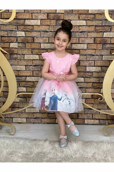 Meisjes Frozen Elsa roze jurk