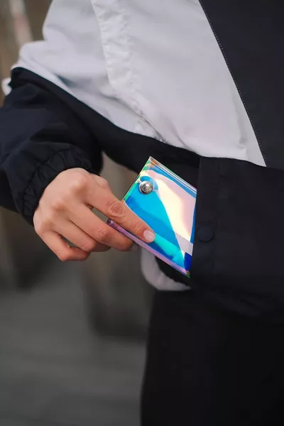 Сгъваем портфейл Холограма - Държач за карти за карти Мъже Жени Унисекс Минимален дизайн на подарък Прозрачен цвят